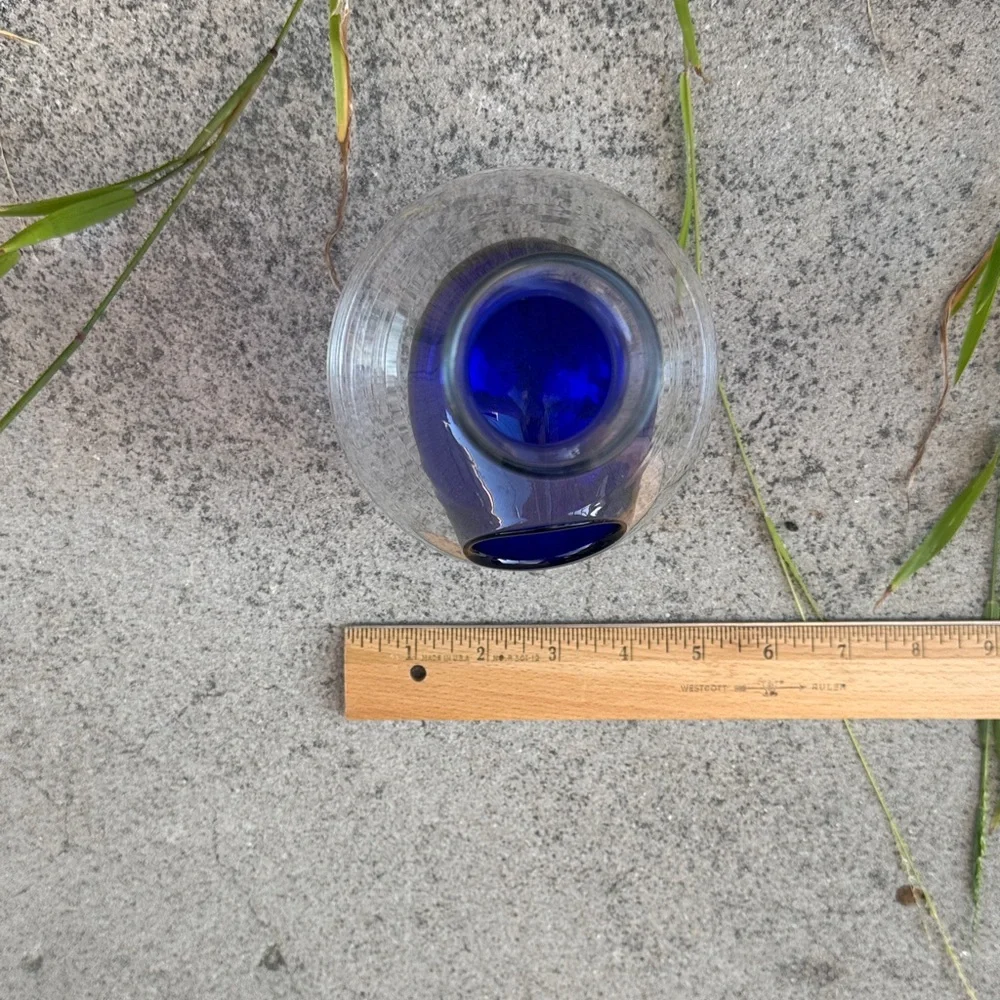 Clear Glass Bud Vase with Blue Accent Globe - Picture 5 of 6